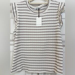 NWT SZ XL Green Envelope Sleeveless Striped Knit Top- ruffled sleeves